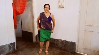 Peticot Tucked Up Cleaning vlog❤️Black Saree Green Peticot Tuckedjjvlogfood8879 [upl. by Griz]