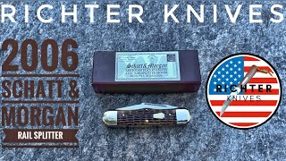 Richter Knives 170 SCHATT amp MORGAN RAIL SPLITTER IN BRADFORD GREEN BONE 2006 THIS THING IS EPIC [upl. by Rilda]