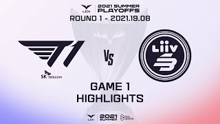 T1 vs LSB Highlights Game 1  Playoffs Round 1 Day 2  2021 LCK Summer Split [upl. by Mahtal724]