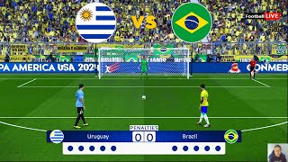 Uruguay vs Brazil  Penalty Shootout  Copa America 2024  Quarter Final  Vinicius vs Nunez  PES [upl. by Jose]