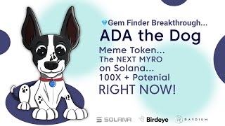 ADA The Dog Meme Token 1001000X On Solana is the NEXT MYROWatch NOW [upl. by Flossi393]