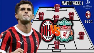 Ac Milan Potential Starting Lineup Champions League 2024 Match Week 1AC MILAN vs LIVERPOOL [upl. by Ahse110]