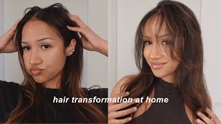 impulsively dyeing  cutting my hair at home ✧˚· my quarter life crisis hair transformation vlog [upl. by Rhyne521]