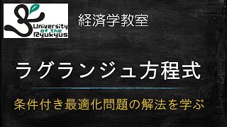 ラグランジュ方程式 No35 条件付き最適化問題を解く方法（ラグランジュ乗数法）について解説 [upl. by Werna32]