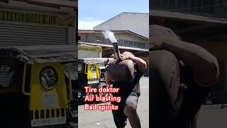 Air blasting bad spirit tire doktor wheelmaintenance tirebalancing funny cartires diy [upl. by Balfore]