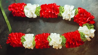 How To Make Ribbon Garland  Ribbon Garland  Ribbon Mala Making  SUJATA DAS [upl. by Aleron]