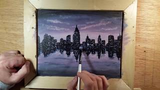 Skyline Cityscape Acrylic Painting [upl. by Eloise]