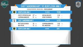 East Sandringham 1 v Bentleigh ANA 1 [upl. by Maro169]