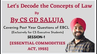 Essential Commodities Act1955 Revision for CS Executive Students [upl. by Nedi918]