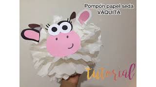 Vaquita de papel seda  papel china  how to make  pompones papel seda cómo hacer [upl. by Nedrud]