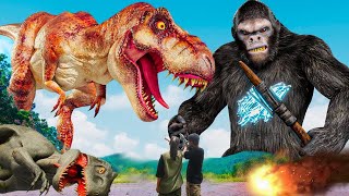 Best Epic Trex Dinosaur Attack New 2024  Lost in Trex Ranch  Trex vs King Kong  MsSandy [upl. by Asimaj267]