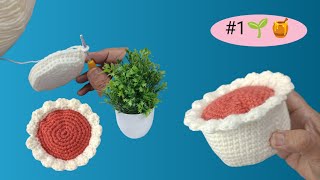 Very easy plant pot tutorial  Crochet  Aasan Gamla kaise bnaye 🌱🍯No 1 [upl. by Ailecra]