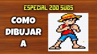 Como dibujar a Monkey DLuffy  Para Minecraft  Pixel Art  8 Bits [upl. by Skurnik489]