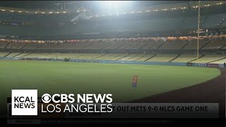 Dodger Stadium getting prepped for tonight’s NLCS Game 2 [upl. by Ajssatsan]