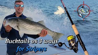 Bucktails Vs 3 ways for Striped Bass [upl. by Arrimat114]