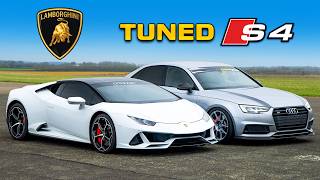 Tuned Audi S4 vs Lamborghini DRAG RACE [upl. by Spector]