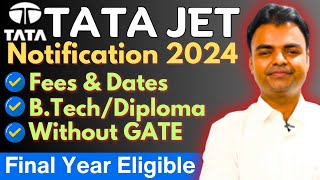 Tata JET 2024 Notification BTech MTech Final Year Eligible Latest Jobs Notification 2024 [upl. by Eignat]