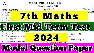 7th Maths First Mid Term Test Question Paper7th maths term 1 model question paper original 2024 [upl. by Jehovah]