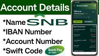 SNB Bank Account Detail Check kryn  SNB Account Number Kaise Check Kare  SNB Bank Swift Code Check [upl. by Zaneta706]