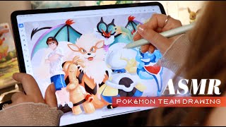 ASMR 🤍 Quietly Drawing Beside You Pokémon Digital Art amp iPad Sketching [upl. by Lief]