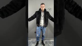 Mink fur bomber jacket for Mens made in Greece jacket winterfashion style [upl. by Idna]