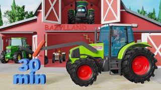 Welcome to my Animated Farm  Tractors and More Tractors Colorful Cartoons for the Youngest [upl. by Doowle773]