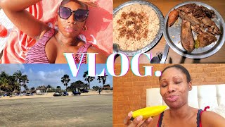 VLOG Sunday lounge day at the beach traditional Gambian food Living in The Gambia 🇬🇲 [upl. by Tini]