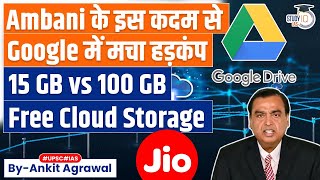 How Reliance Jio free 100GB Cloud Storage may be a Problem for Google Apple  UPSC [upl. by Einaffets]