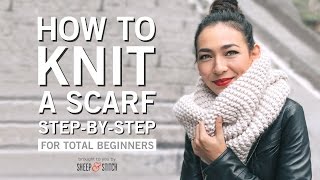 How to Knit a Scarf for Beginners Step By Step [upl. by Ennybor380]