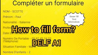 Remplir un formulaire  Fill in a form in French  DELF A1 Production écrite [upl. by Jacki357]