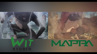 Mappa vs WIT Studio Titan shifters animation comparison [upl. by Rosabel]