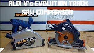 AldiWorkzone Vs Evolution Track saws Comparison Workzonepl55 Evolutionr185ccsx [upl. by Anwahsar722]