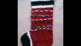 CROCHET CHRISTMAS STOCKING how to diy red white and green [upl. by Sdlonyer]