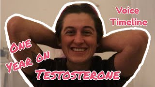 One YEAR on Testosterone  Voice Timeline  NonBinary Transition [upl. by Dlaregztif]