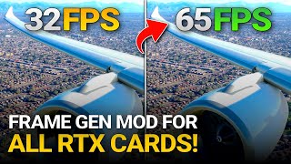 MSFS Frame Gen Mod For ALL RTX NVIDIA GPUs  Setup Guide and Analysis [upl. by Hoi]