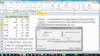 Excel  SUMMENPRODUKT  einfach und bedingt [upl. by Tengdin]