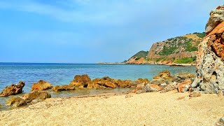 Soft Sea Waves Against Sand and Stones  Breathtaking View of Cliffs and Lighthouse in Turkey [upl. by Ahsenit]