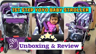 1st Step Baby Stroller Unboxing amp Review  Budget Friendly Strong amp Sturdy Pram For Baby [upl. by Emelun]