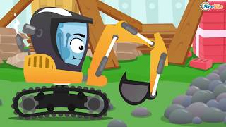 Bagger und Traktor kinderfilm  Bagger gräbt Grube  Cartoon für Kinder  Super Zeichentrickfilm [upl. by Ardnasac]