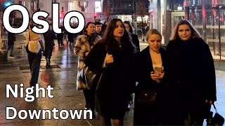 Oslo Norway  Night Downtown  4K  Night Walking Tour [upl. by Luise]