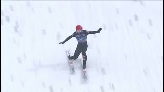 Manuel Fettner  1245 m  ONE SKI LANDING AGAIN Bischofshofen 2022 [upl. by Ydde976]