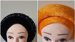 Stress free auto gele cap  made with velvet and foam Check Next video on how to bead this beauti [upl. by Niliak]