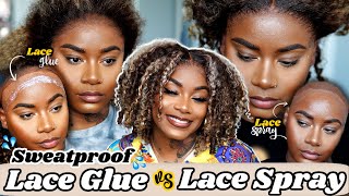 THE BEST💦 SWEATPROOF 💦 LACE GLUE VS LACE SPRAY  Summer Wig Install  Laurasia Andrea x Wowafrican [upl. by Maggy]