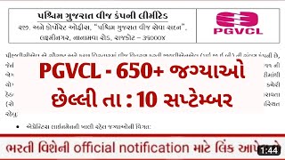 PGVCL New Recruitment in September 2024 Full notification  pgvcl bharti apply online  gujarat jobs [upl. by Alyson]