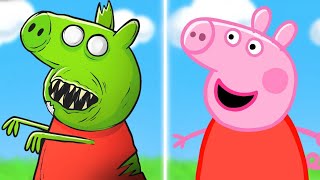 Peppa Pig vs Minecraft Zombie apocalypse cartoon Animation Part 2 [upl. by Alegnave]