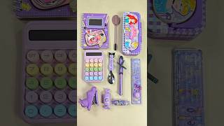 Purple stationery items calculator pencil box stationery pen pencil sharpener stationery [upl. by Carrelli]