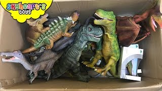 100 DINOSAUR TOYS IN A BOX Skyheart opens jurassic world dinosaurs for kids trex figures [upl. by Ralyt235]