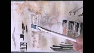 Tutorial painting 新场古镇 Xinchang Altstadt Pudong Shanghai bridge in Watercolor Aquarell [upl. by Stefa]