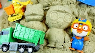 Sand play Pororo and Robocar Poli Tayo car toys [upl. by Hedwig]