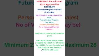 HDFC Bank Recruitment 2024 Apply Online free jobs alert for Bachelor Degree [upl. by Adnole280]